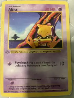Pokemon TCG Abra Base Set 43/102 Regular 1st Edition Common - Image 1