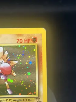 Pokemon TCG Hitmonchan 8/130 Base Set 2 Holo Rare MP - Image 3