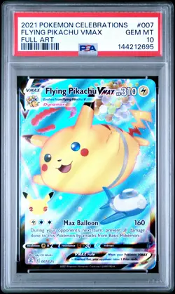 2021 POKEMON CELEBRATIONS #007 FULL ART/FLYING PIKACHU VMAX PSA 10 - Image 1