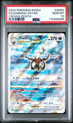 2023 Pokemon Sword And Shield Crown Zenith #GG50 Fa/Darkrai Vstar PSA10 - Image 1