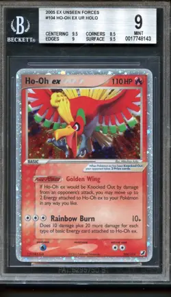 Ho-Oh ex 104/115 Unseen Forces Holo Rare Beckett 9 Mint Pokemon Card - Image 1