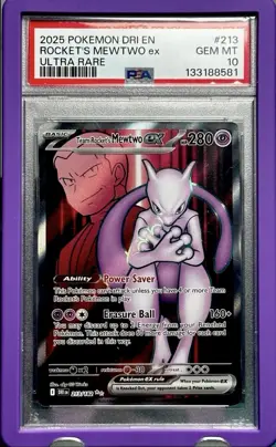 Team Rocket's Mewtwo PSA 10 RARE HOLO REFRACTOR POKEMON INVESTMENT CARD TCG GEM - Image 3