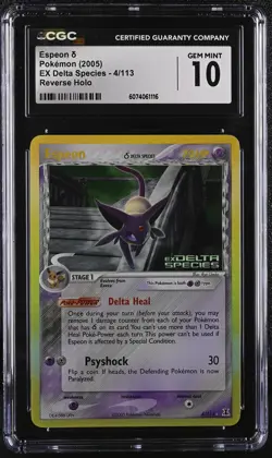 CGC 10 GEM MINT Espeon EX Delta Species 4/113 Reverse Holo Stamped Pokemon Card - Image 1