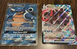 Pokemon JUMBO Oversized Blastoise GX and VMAX Promo Cards Lot of 2 - Image 1