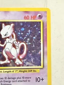 Mewtwo Pokemon Card Holo 10/102 Base Set Unlimited Rare Vintage - Image 3