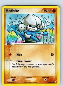 2006 Pokemon EX Crystal Guardians Meditite Reverse Holo Stamped #56/100 - Image 1