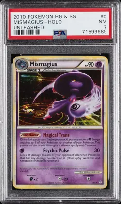 2010 POKEMON HEARTGOLD & SOULSILVER UNLEASHED #5 MISMAGIUS-HOLO PSA 7 - Image 1