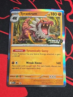 Tyrantrum Perfect Order Prerelease Staff Promo 066 HOLO NM In-Hand Stamped - Image 1
