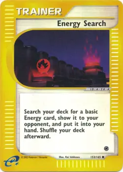 Heavily Played Energy Search - 153/165 - Common - Reverse Holo Pokemon Expeditio - Image 1
