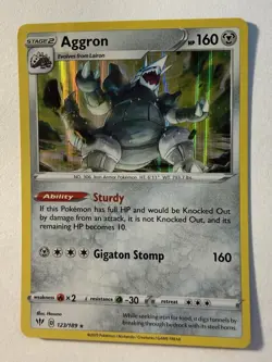 Aggron - 123/189 - #123 - Holo Rare - Sword & Shield: Darkness Ablaze Pokemon NM - Image 1