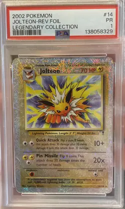 2002 POKEMON LEGENDARY COLLECTION #14 JOLTEON-REVERSE FOIL PSA 1 - Image 1