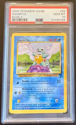 PSA 10 Squirtle Base Set 2 Pokemon Card #93 Gem Mint - Image 1