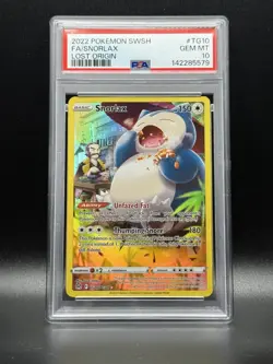 PSA 10 GEM MINT Snorlax TG10 Lost Origin Full Art Pokemon Card - Image 1