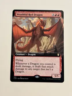 MTG Wrathful Red Dragon Ext Art Regular #585 CLB Battle for Baldur's Gate Mint - Image 1