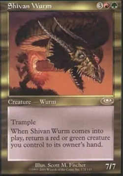 Heavy Play, English MTG Regular Shivan Wurm Planeshift Magic the Gathering - Image 1