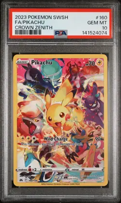2023 POKEMON SWORD & SHIELD CROWN ZENITH #160 FULL ART/PIKACHU PSA 10 - Image 1