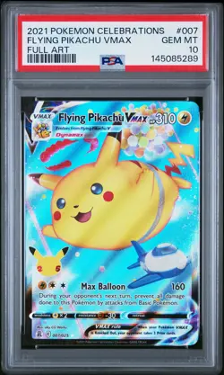 2021 POKEMON CELEBRATIONS #007 FULL ART/FLYING PIKACHU VMAX PSA 10 - Image 1