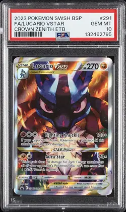 2023 POKEMON SWSH BLACK STAR PROMO #291 FULL ART/LUCARIO VSTAR PSA 10 - Image 1