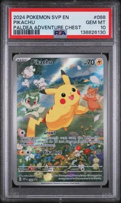 2024 POKEMON SVP EN-SV BLACK STAR PROMO PALDEA ADVENTURE CHEST PIKACHU PSA 10 - Image 1
