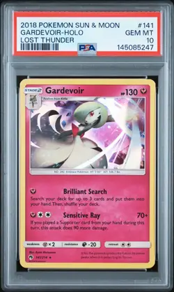 2018 POKEMON SUN & MOON LOST THUNDER #141 GARDEVOIR-HOLO PSA 10 - Image 1