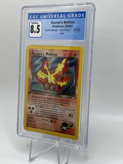 1st Edition ROCKET’S MOLTRES Gym Heroes Pokemon TCG - CGC 8.5 - 12/132 - Image 1
