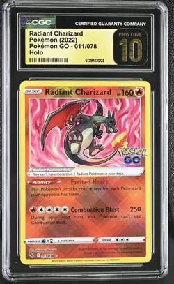 Radiant Charizard 011/078 Holo - Pokemon GO CGC 10 Pristine - Image 1