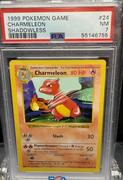 1999 POKEMON GAME CHARMELEON SHADOWLESS #24 PSA 7 - Image 1