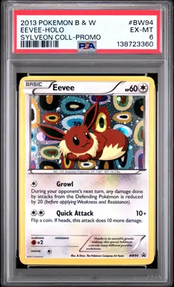 2013 POKEMON B&W PROMO SYLVEON COLL #BW94 EEVEE-HOLO PSA 6 - Image 1