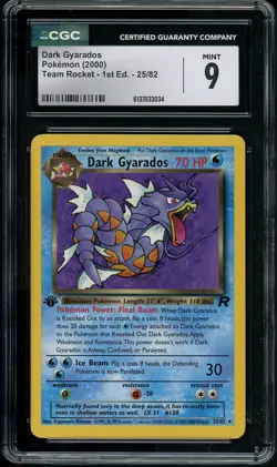 CGC 9 MINT Dark Gyarados 2000 Team Rocket 1st Edition 25/82 Pokemon Card - Image 1