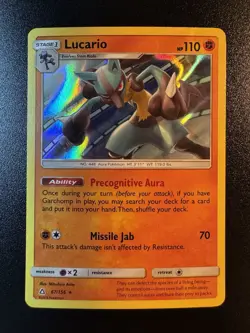 Lucario - 67/156 - SM Ultra Prism Holo Rare Pokemon Card - NM - Image 1