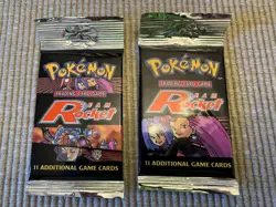 2 Vintage WOTC Pokemon TGC English Team Rocket Booster Pack (Long Crimp) - Image 1