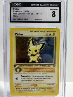 CGC 8 NM/Mint Pichu 1st Edition 2000 Neo Genesis 12/111 Holo Pokemon - Image 1