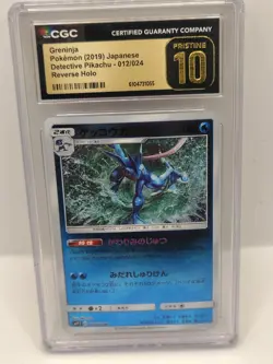 CGC Pristine 10 Greninja Reverse Holo Detective Pikachu Japanese Pokemon #012 - Image 1