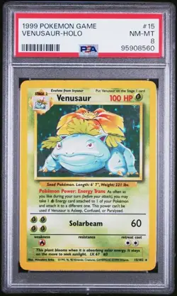 1999 Pokemon Base Set Venusaur #15 Holo PSA 8 - Image 1