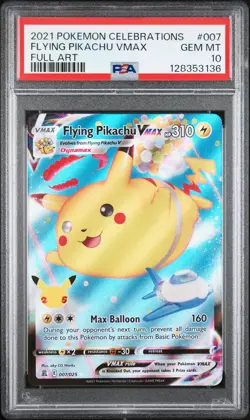 2021 POKEMON CELEBRATIONS #007 FULL ART/FLYING PIKACHU VMAX PSA 10 - Image 1