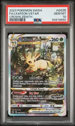 2023 POKEMON SWORD & SHIELD CROWN ZENITH #GG35 FULL ART/LEAFEON VSTAR PSA 10 - Image 1