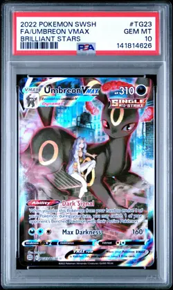 2022 POKEMON SWORD & SHIELD BRILLIANT STARS #TG23 FULL ART/UMBREON VMAX PSA 10 - Image 1