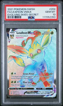 2021 POKEMON SWORD & SHIELD EVOLVING SKIES SECRET FULL ART/LEAFEON VMAX PSA 10 - Image 1