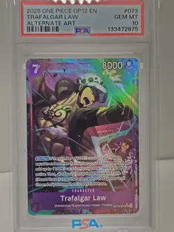 One Piece Op12 English Trafalgar Law Alternate Art Psa 10 - Image 1