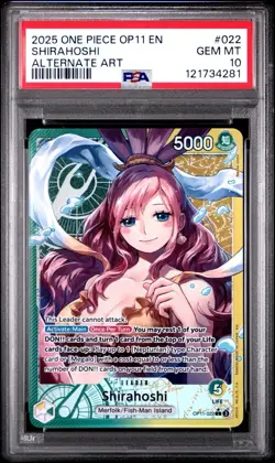 One Piece TCG English OP11-022 Shirahoshi Leader Alt Art Parallel PSA 10 - Image 1