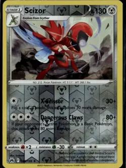 Scizor Rare Crown Zenith 086/159 Metal Reverse Holo Pokemon Card - Image 1