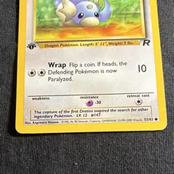 Dratini 53/82 Team Rocket 1st Edition Regular 2000 Wizards Pokemon Card - Image 3