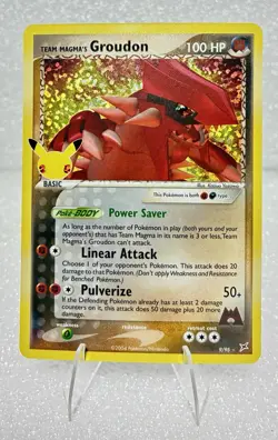 TEAM MAGMA’S GROUDON 9/95 NM HOLO RARE CELEBRATIONS 25TH ANNI POKEMON CARD TCG - Image 1