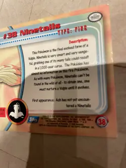 Pokemon Topps Ninetails #38 Non Holo TV Edition LP - Image 4