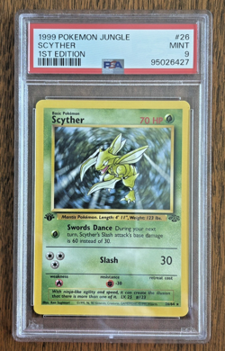Scyther - Pokemon Jungle 1st Edition Non-Holo Rare (26/64) - PSA9 Mint - 1999 - Image 1