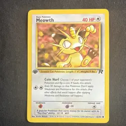 Meowth 62/82 Team Rocket 1st Edition Common 2000 Wizards Pokemon English - Image 1