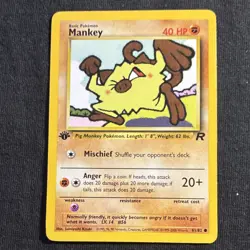 Mankey 61/82 Team Rocket 1st Edition Common 2000 Wizards Pokemon TCG English - Image 1