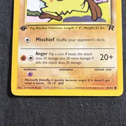 Mankey 61/82 Team Rocket 1st Edition Common 2000 Wizards Pokemon TCG English - Image 3