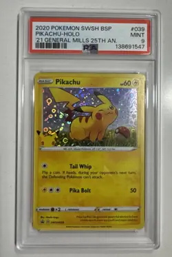 PSA 9 Pikachu SWSH 039 - Holo - Black Star Promo Pokemon Mint - Image 1