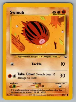 Swinub Common Neo Revelation 57/64 Pokemon NM - Image 1